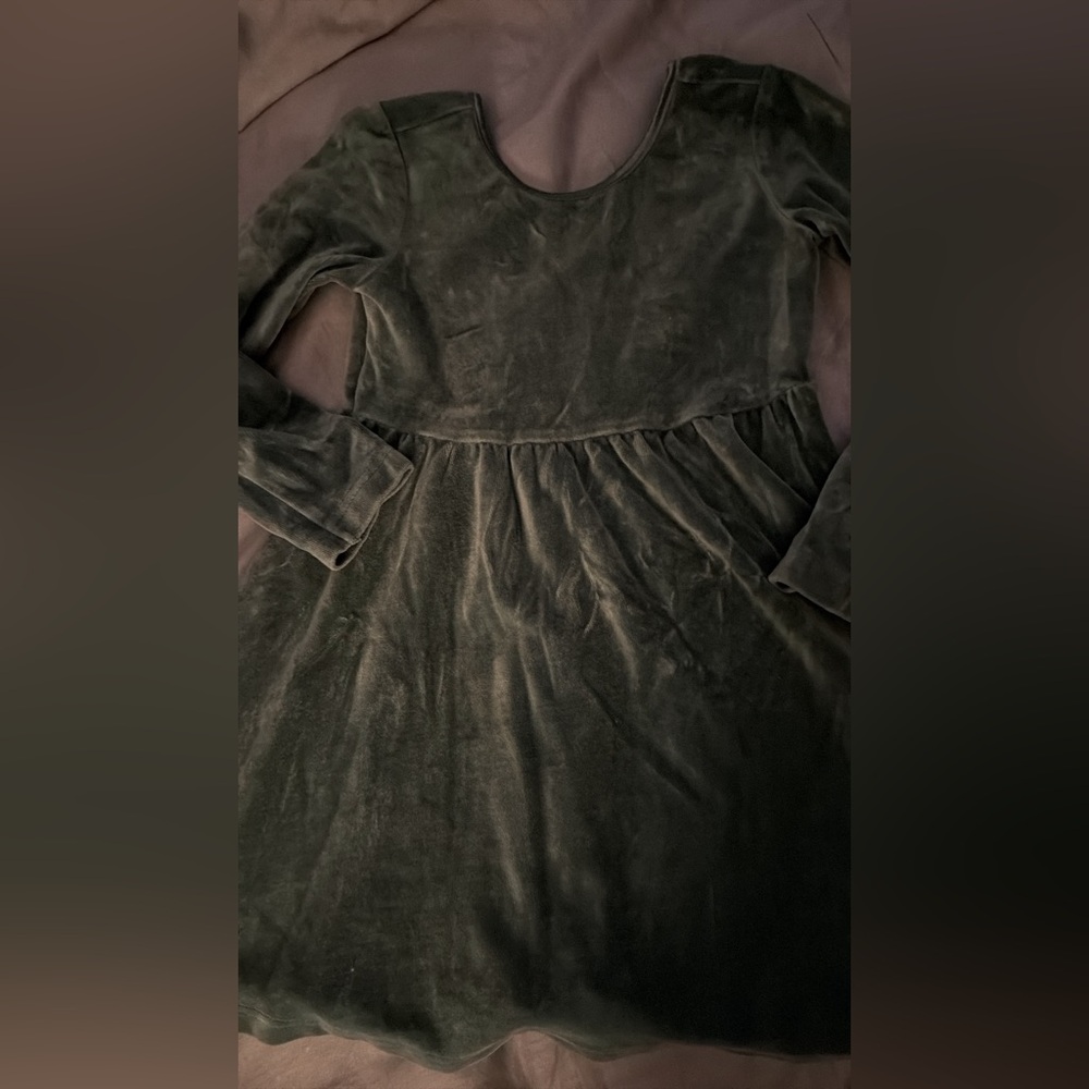 Hanna Andersson Green Velvet Kids Dress